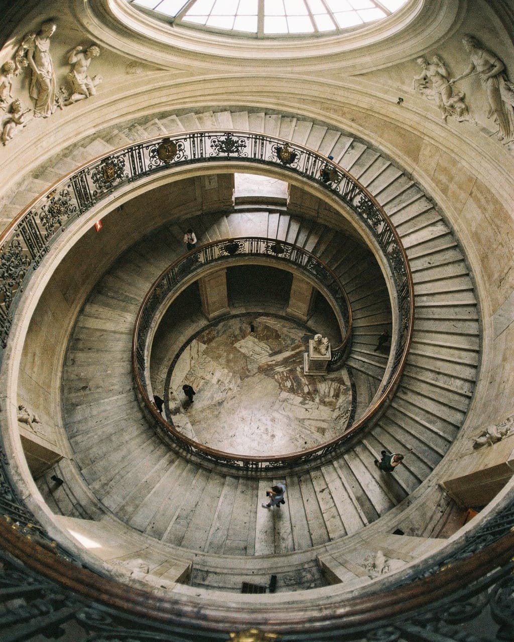 The double-spiral staircase at the Vatican Museums seen from above